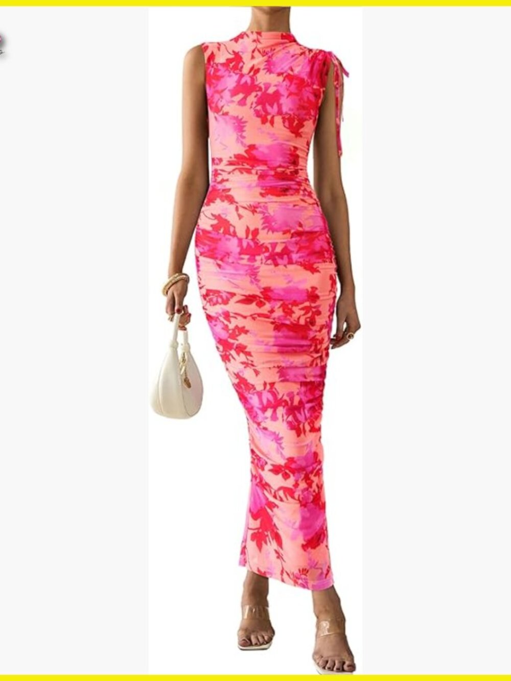 Ruched Bodycon Maxi Dress Mesh Formal Cocktail Wedding Guest Elegant